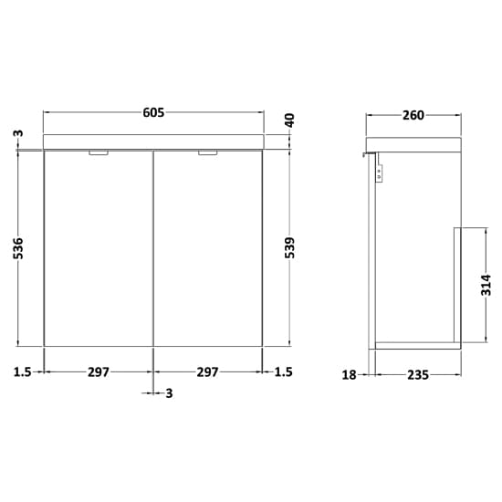 Fuji 60cm Wall Hung Vanity Unit With Basin In Brown Grey Avola_3