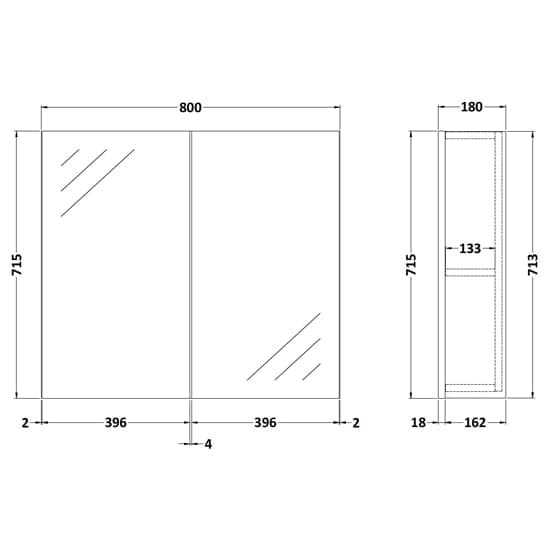 Fuji 80cm Mirrored Cabinet In Brown Grey Avola With 2 Doors_2