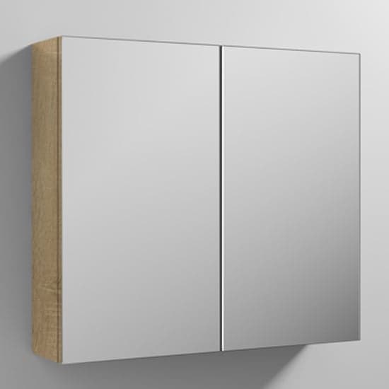 Fuji 80cm Mirrored Cabinet In Natural Oak With 2 Doors_1