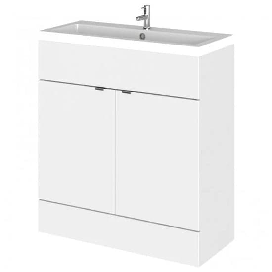 Fuji 80cm Vanity Unit With Polymarble Basin In Gloss White_1