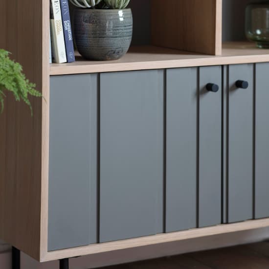 Fujiya Wooden Open Display Cabinet In Natural Oak And Grey_3