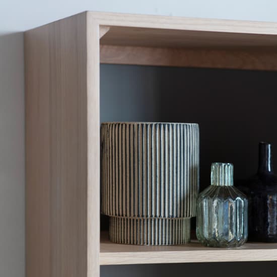 Fujiya Wooden Open Display Cabinet In Natural Oak And Grey_4