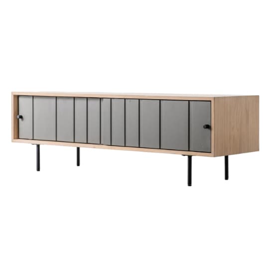 Fujiya Wooden TV Stand With 2 Doors In Natural Oak And Grey_7