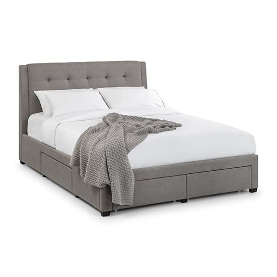 Fauna Linen Super King Size Bed With 4 Drawers In Grey_2