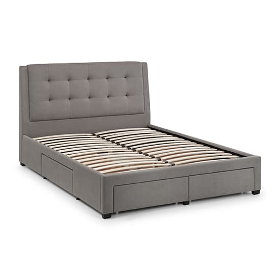 Fauna Linen Super King Size Bed With 4 Drawers In Grey_3