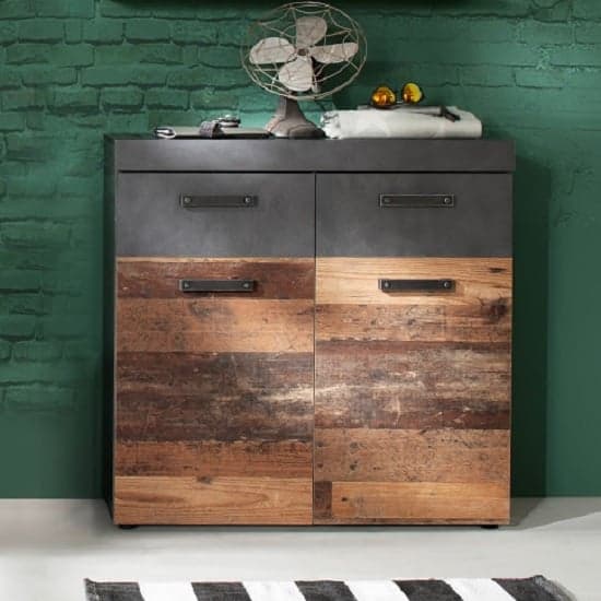Saige Wooden Shoe Storage Cabinet In Old Wood And Graphite Grey_2