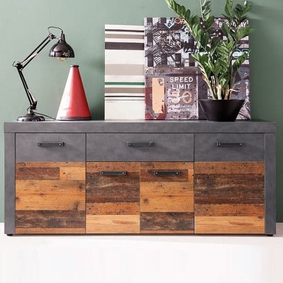 Saige Sideboard In Old Wood And Graphite Grey With 4 Doors_3