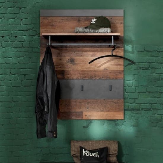 Saige Wall Mounted Coat Rack In Old Wood And Graphite Grey_2