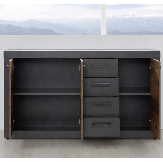 Saige Sideboard In Graphite Grey And Old Wood With 3 Doors_2