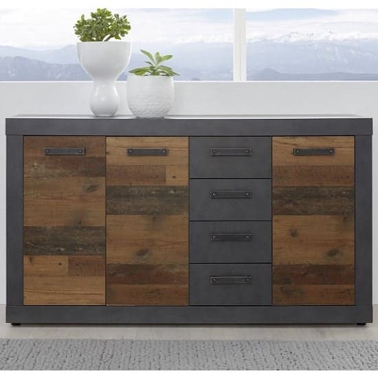Saige Sideboard In Graphite Grey And Old Wood With 3 Doors_3