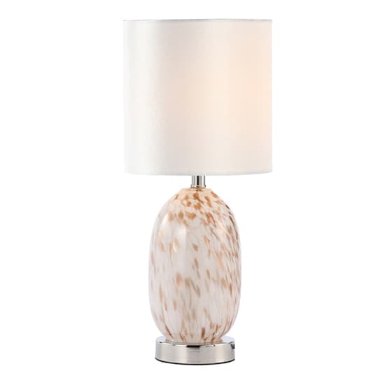 Funchal Cream Velvet Shade Table Lamp With White and Gold Glass Base_3