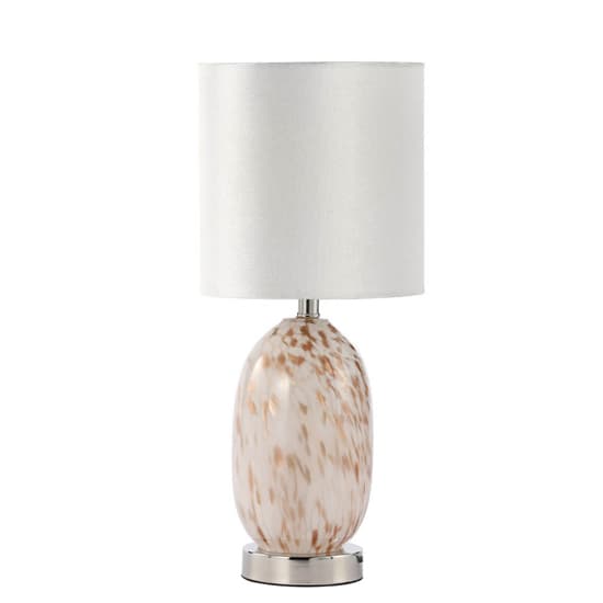 Funchal Cream Velvet Shade Table Lamp With White and Gold Glass Base_1