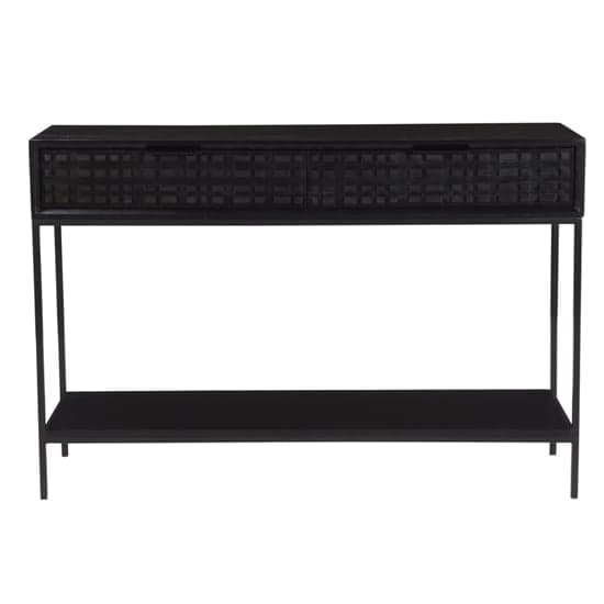 Fusion Mango Wood Console Table With 2 Drawers In Black_2