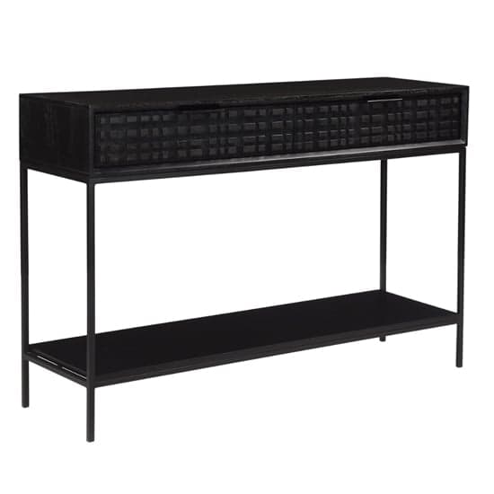 Fusion Mango Wood Console Table With 2 Drawers In Black_1