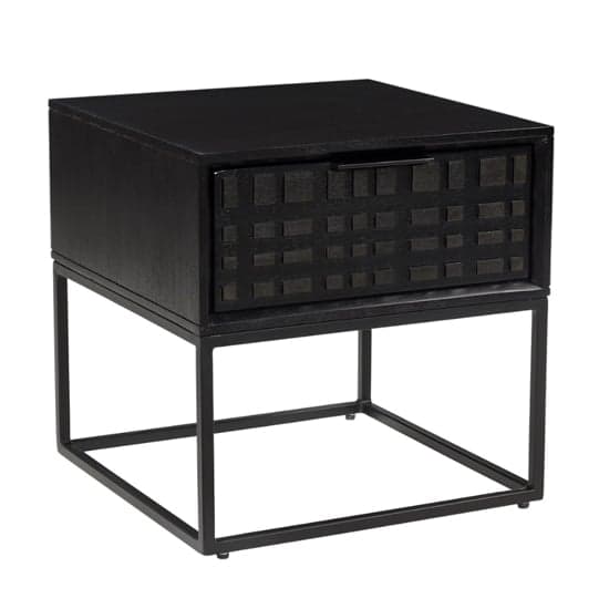 Fusion Mango Wood End Table With 1 Drawer In Black_1