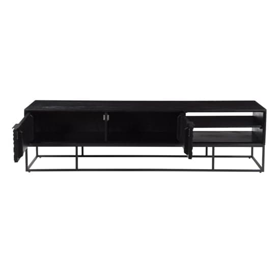 Fusion Mango Wood TV Stand With 2 Doors And Shelf In Black_3