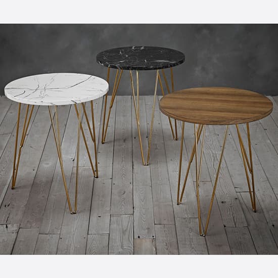 Fuzion Round Wooden Lamp Table With Gold Legs In Oak_2