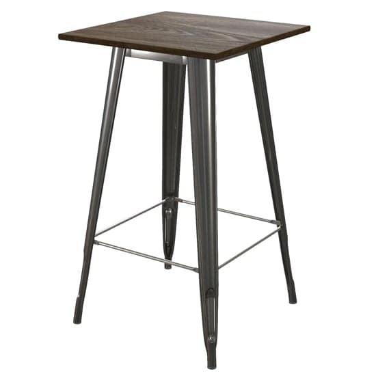 Fuzion Wooden Bar Table Square With Gun Metal Frame_2