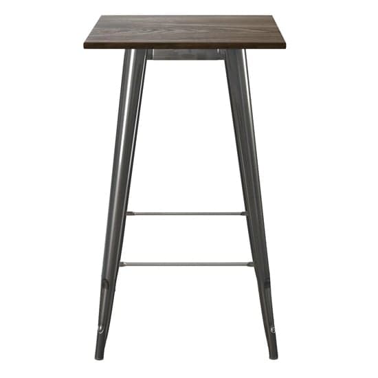 Fuzion Wooden Bar Table Square With Gun Metal Frame_3