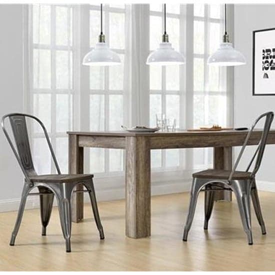 Fuzion Wooden Dining Chairs With Gun Metal Frame In Pair_2