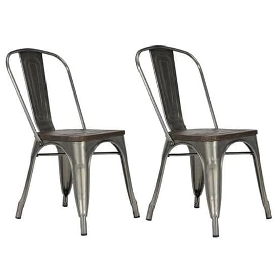 Fuzion Wooden Dining Chairs With Gun Metal Frame In Pair_1