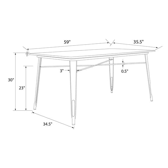 Fuzion Wooden Dining Table Rectangular With Black Metal Frame_5