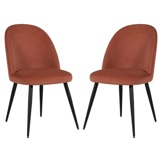 Gabbier Coral Velvet Dining Chairs With Black Legs In Pair_1