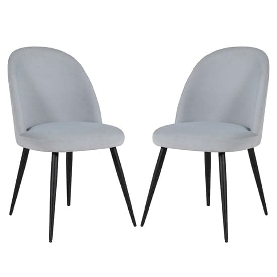 Gabbier Silver Velvet Dining Chairs With Black Legs In Pair_1