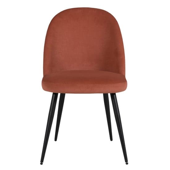 Gabbier Velvet Dining Chair With Black Legs In Coral | Furniture in Fashion