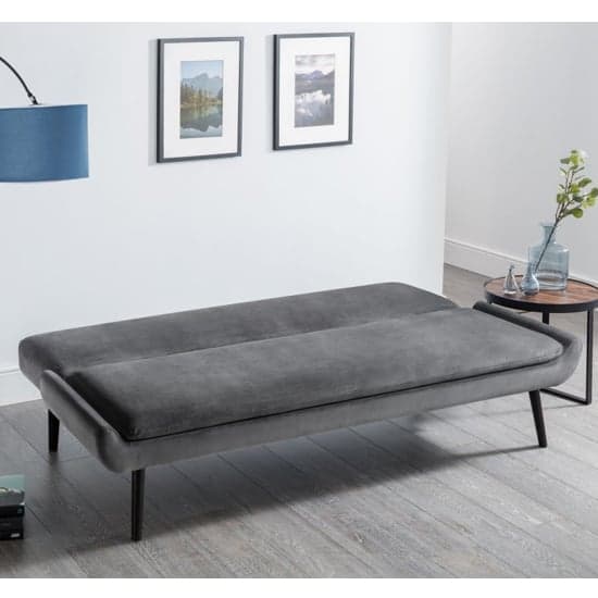 Gabby Velvet Sofabed In Grey With Black Tapered Legs_2
