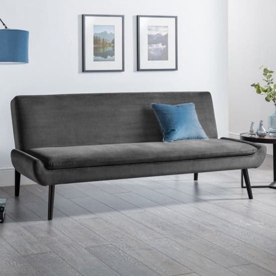 Gabby Velvet Sofabed In Grey With Black Tapered Legs_1