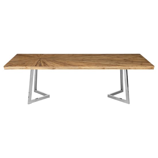 Gaberot Wooden Dining Table With Silver Steel Base In Natural_3