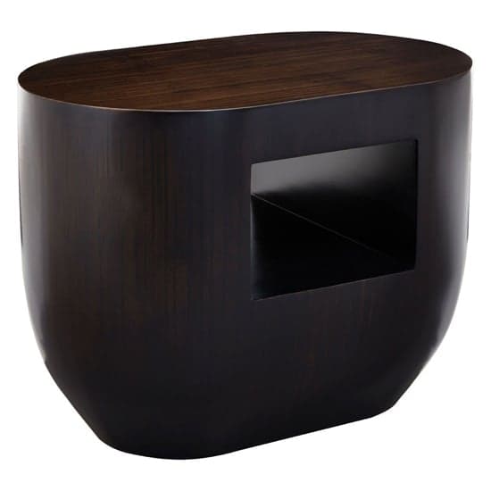 Gablet Oblong Design Wooden Side Table In Dark Brown_1
