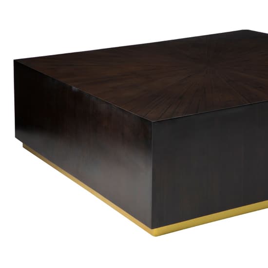 Gablet Square Wooden Coffee Table With Gold Base In Dark Brown_3