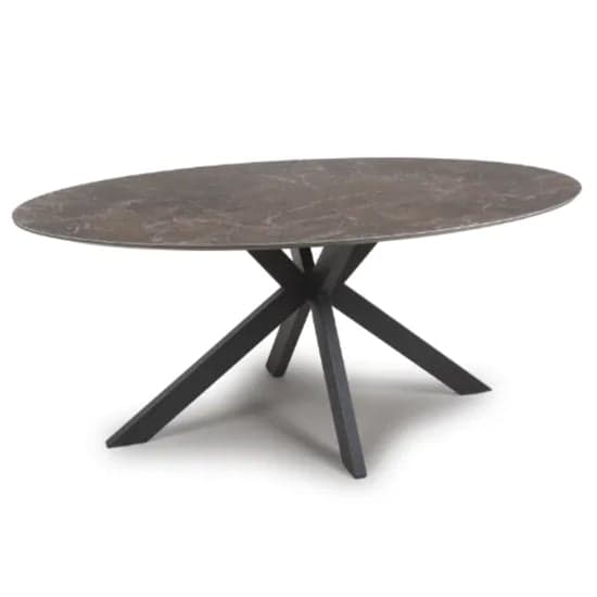 Gabri Brown Dining Table Oval With 6 Nobo Tan Chairs_2