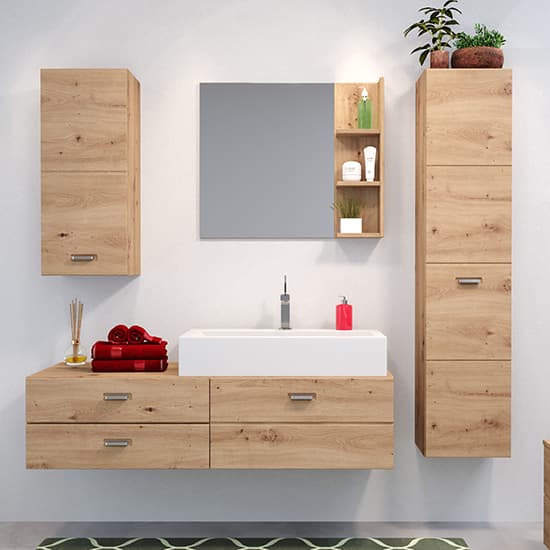 Gaep Wooden Wall Hung Vanity Unit With Basin In Artisan Oak_5