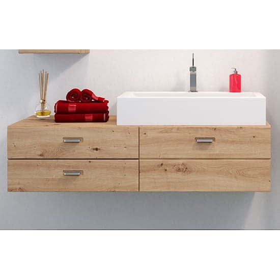 Gaep Wooden Wall Hung Vanity Unit With Basin In Artisan Oak_1
