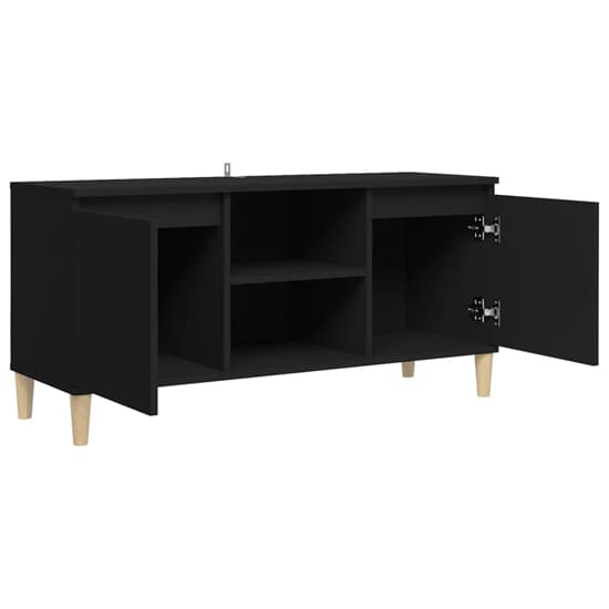 Gafna Wooden TV Stand In Black With Solid Wood Legs_5