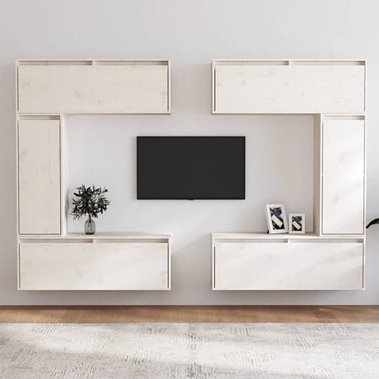 Gaiva Solid Pinewood Entertainment Unit In White_1