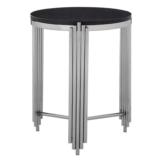 Gakyid Round Granite Top Side Table With Stainless Steel Frame_2