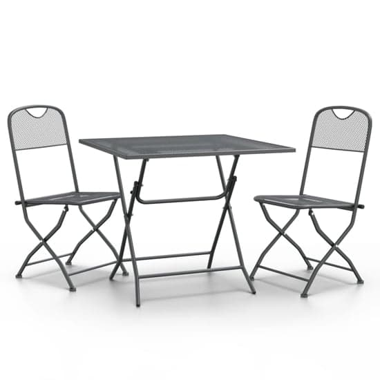 Galax Large Square Metal Mesh 3 Piece Dining Set In Anthracite_2