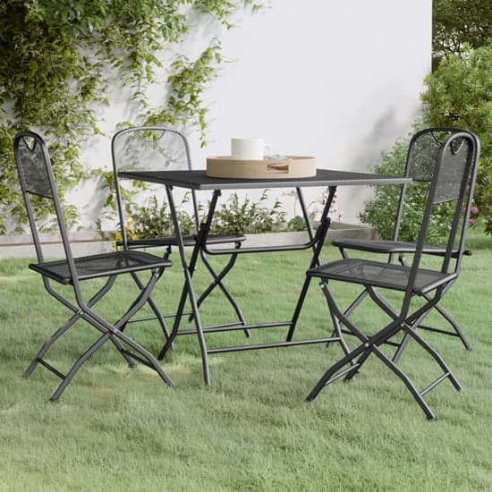 Galax Large Square Metal Mesh 5 Piece Dining Set In Anthracite_1