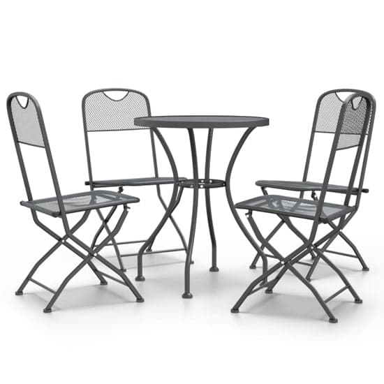 Galax Small Round Metal Mesh 5 Piece Dining Set In Anthracite_2