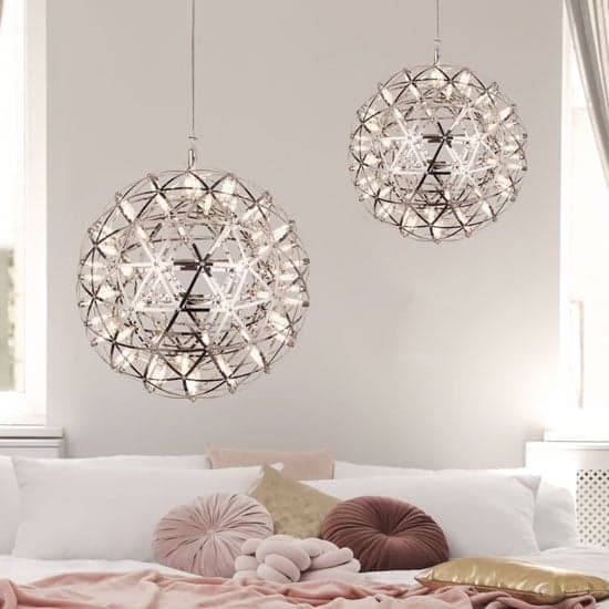 Galaxy LED Metal Small Ball Pendant Light In Chrome_2