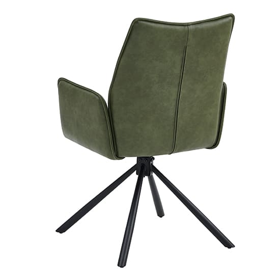 Galena Faux Leather Dining Armchair In Green With Black Legs_3