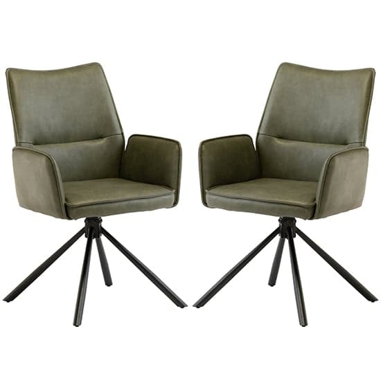 Galena Green Faux Leather Dining Armchairs In Pair_1