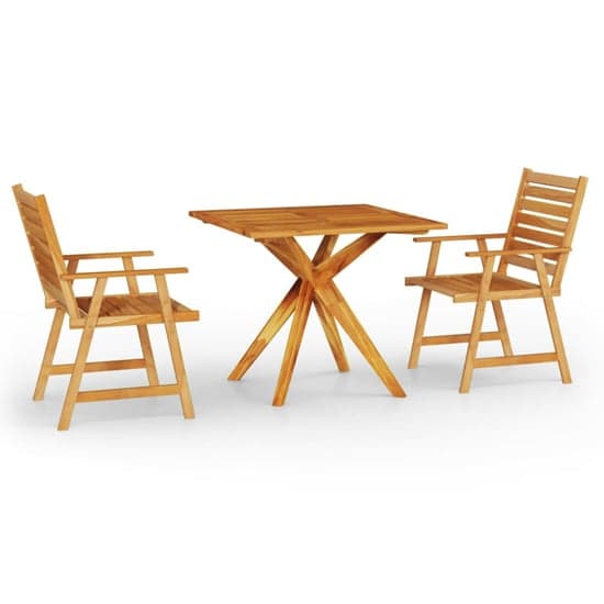 Galena Solid Wood 3 Piece Square Garden Dining Set In Acacia_2