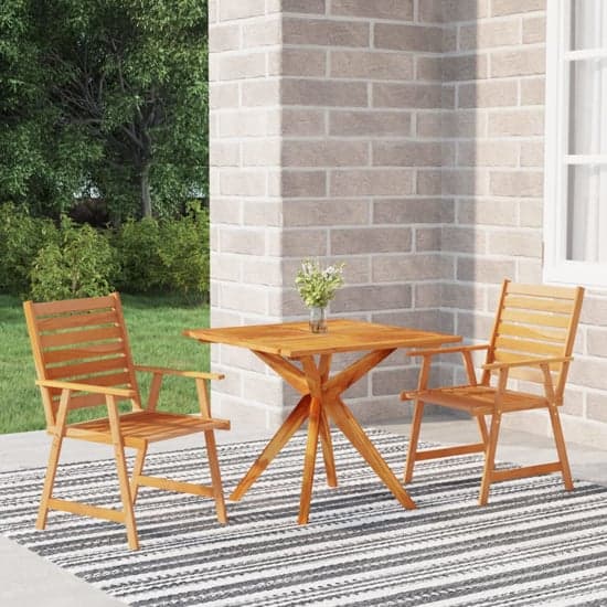 Galena Solid Wood 3 Piece Square Garden Dining Set In Acacia_1