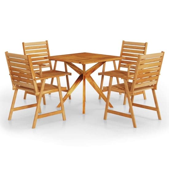 Galena Solid Wood 5 Piece Square Garden Dining Set In Acacia_2