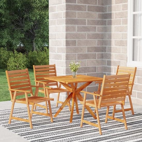 Galena Solid Wood 5 Piece Square Garden Dining Set In Acacia_1